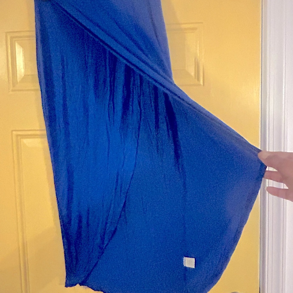 Royal blue long skirt has a split in the front size large now only $12
